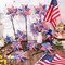 12 Pcs 22" H 4th of July Pinwheels Patriotic American Flag Pinwheels Red Blue White Stars Stripes Wind Spinner